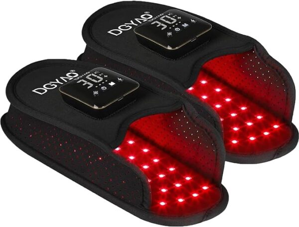 DGXINJUN Cordless Red Light Therapy for Foot Slipper FDA Cleared Wireless Near Infrared Light Therapy Device for Feet Toes Instep Pain Relief Led Portable Wearable Rechargeable with 4000mAh Battery
